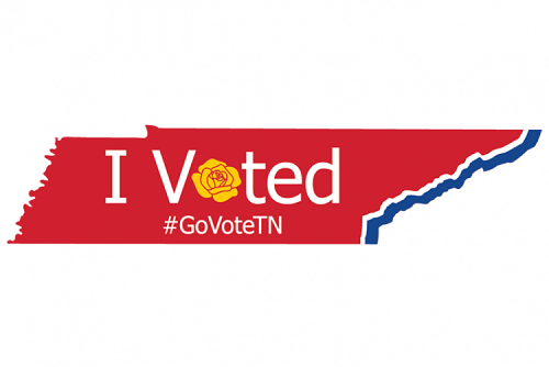 I Voted and GoVoteTN graphic shaped like Tennessee